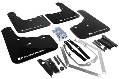 Rally Armor 13+ Ford Fiesta ST Black Mud Flap w/ White Logo MF29-UR-BLK/WH Photo - Primary
