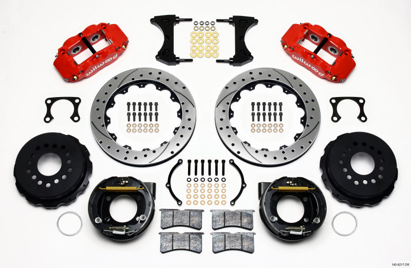 Wilwood Narrow Superlite 4R Rear P-Brk Kit 12.88in Drilled Red Big Ford Old Style 2.36in Offset 140-9217-DR 140-9217-DR Photo - Primary