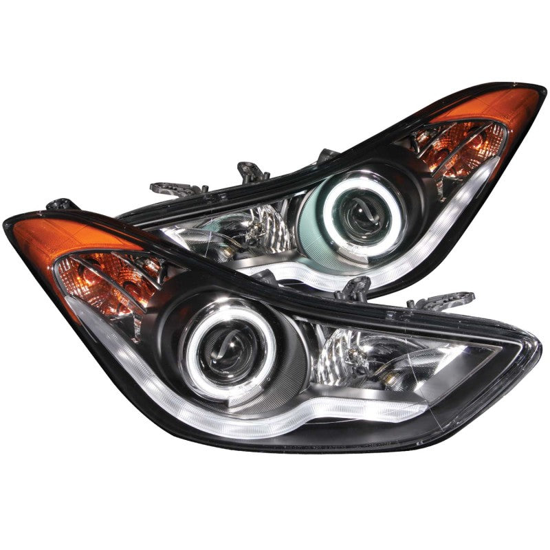 Anzo 2011-2014 Hyundai Elantra Projector Headlights w/ Halo Black (CCFL) 121456 Photo - Primary