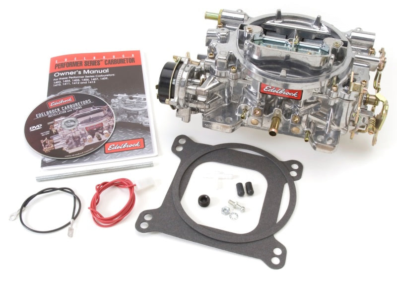 Edelbrock Reconditioned Carb #1406, 1 7/8" x 3 1/2"  Steel Collector w/ 7-8" 9906 Photo - Primary