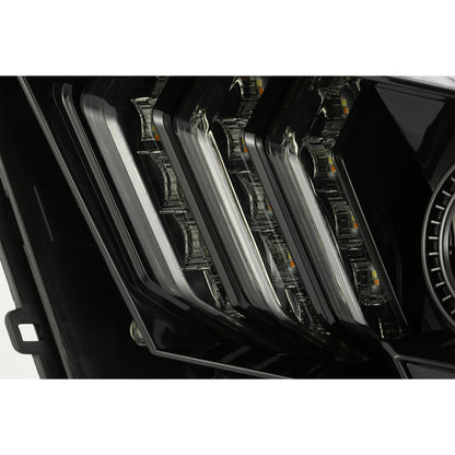 AlphaRex 10-12 Ford Mustang PRO-Series Projector Headlights Plank Style Jet Black w/Top/Bottom DRL 880110 880110 User 3