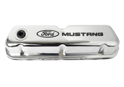 Ford Chrome Steel Valve Cover Set w/Mustang Logo FRD302-100 302-100 Photo - Unmounted