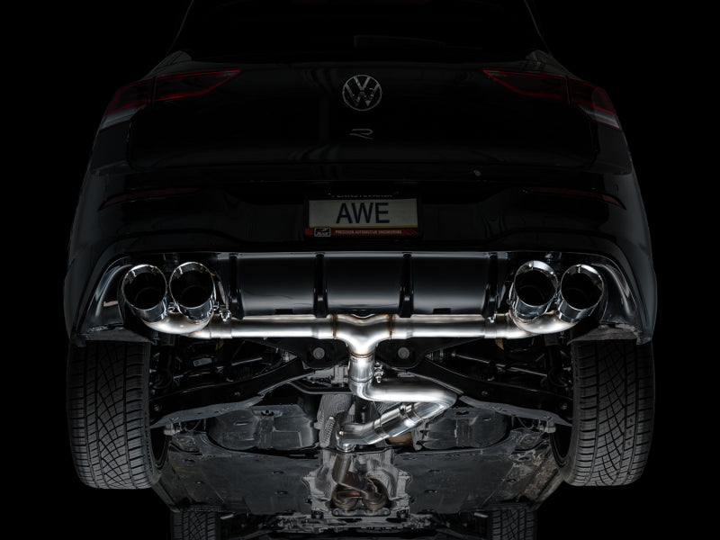 AWE Tuning AWE MK8 Volkswagen Golf R 3in Track Edition Quad Exhaust - Chrome Silver Tips 3020-42658 3020-42658 Photo - Mounted