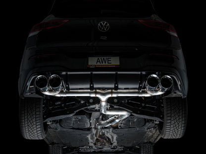 AWE Tuning AWE MK8 Volkswagen Golf R 3in Track Edition Quad Exhaust - Chrome Silver Tips 3020-42658 3020-42658 Photo - Mounted