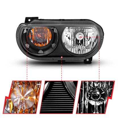 Anzo  2008-2014 Dodge Challenger Crystal Headlights Black 121526 Photo - Close Up