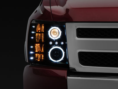 Raxiom 07-13 Silverado 1500 Super White LED Halo Projector Headlights- Black Housing (Clear Lens) S112717 S112717 Photo - Primary