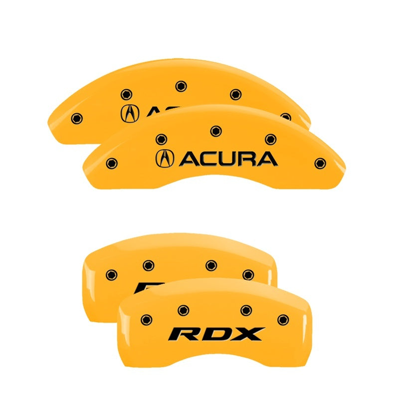 MGP 4 Caliper Covers Engraved Front Acura Engraved Rear RDX Yellow finish black ch 39019SRDXYL 39019SRDXYL Photo - Primary
