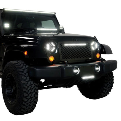Putco 07-18 Jeep Wrangler - SS Black Grille w/ 20in Luminix Light Bar Designer FX Grilles 64178L 64178L Photo - Primary