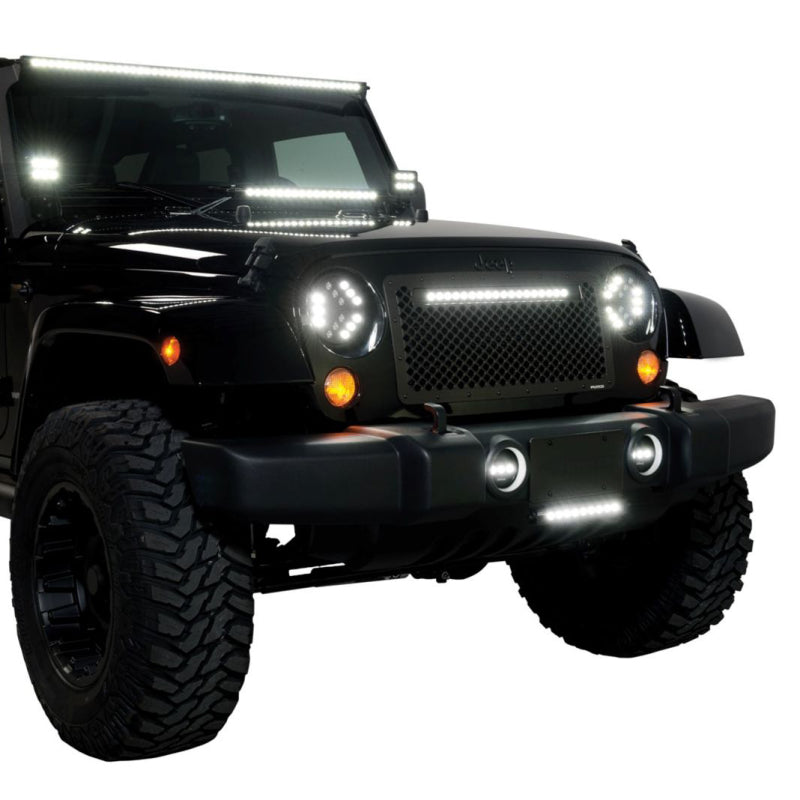 Putco 07-18 Jeep Wrangler - SS Black Grille w/ 20in Luminix Light Bar Designer FX Grilles 64178L 64178L Photo - Primary