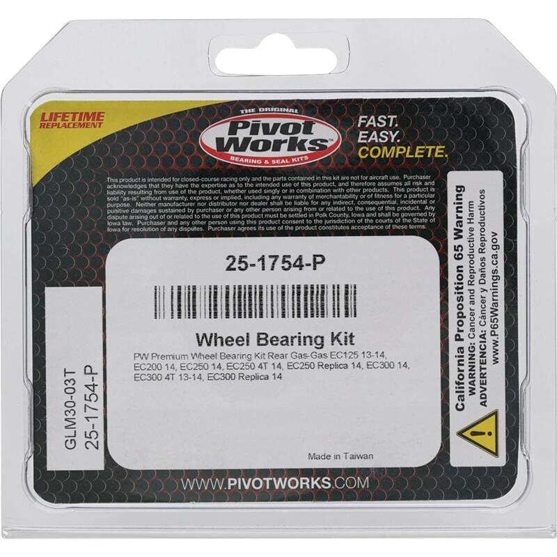 Pivot Works Gas-Gas Wheel Bearing Kit Premium Bearings 25-1754-P 25-1754-P Photo - Primary