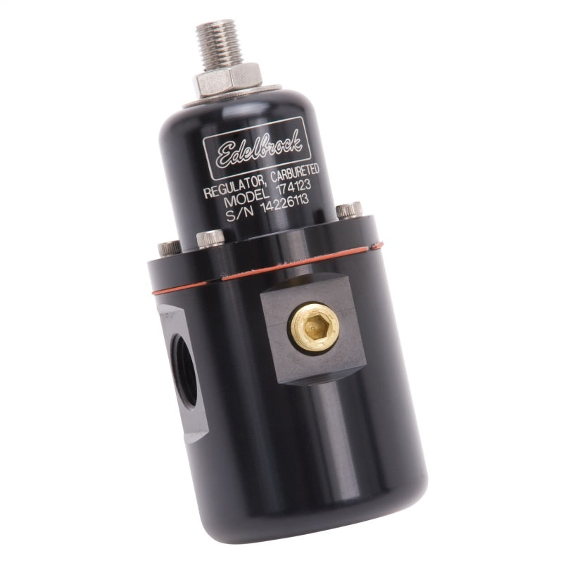 Edelbrock Fuel Pressure Regulator Carbureted 160 GPH 5-10 PSI 3/8In In/Out Returnless Black 174123 174123 Photo - Unmounted