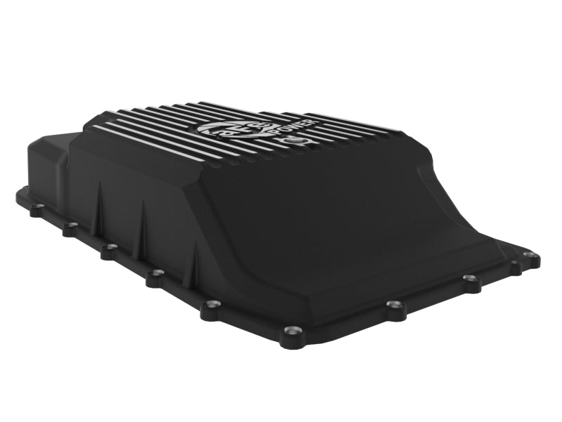 aFe 17-24 Ford F-150 10R60/10R80 Pro Series Rear Transmission Pan Black w/ Machined Fins 46-71330B 46-71330B Photo - Unmounted