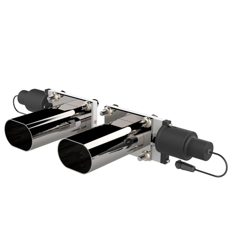 QTP Oval Dual Electric Exhaust Cut-Out Valves With Connector QTEC66 Photo - Primary