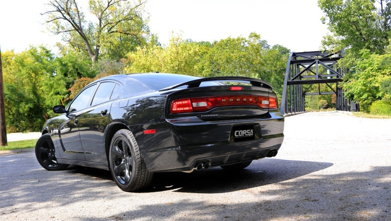 Corsa Performance 11-14 Dodge Charger SXT 2.5in Sport Cat-Back Dual Rear Exit 14474BLK Photo - Mounted