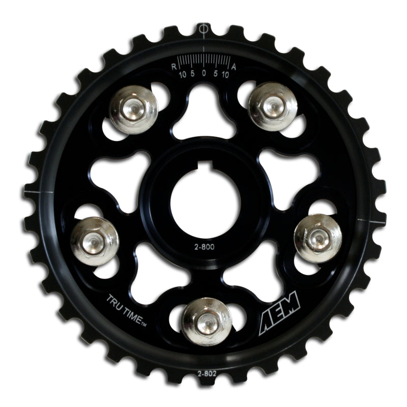 AEM Electronics Tru-Time Cam Gear Black 5-Bolt Honda B Series 23-802BK Photo - Primary