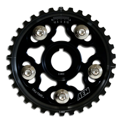 AEM Electronics Tru-Time Cam Gear Black 5-Bolt Honda B Series 23-802BK Photo - Primary