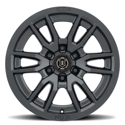 ICON Vector 6 17x8.5 6x120 0mm Offset 4.75in BS 67mm Bore Satin Black Wheel 2417859447SB 2417859447SB Photo - Close Up