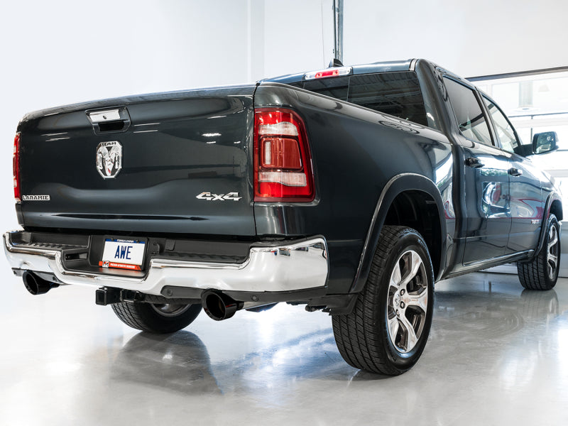AWE Tuning 19-21 RAM 1500 5.7L (w/Cutouts) 0FG Dual Rear Exit Cat-Back Exhaust - Diamond Black Tips 3015-33006 3015-33006 Photo - Mounted