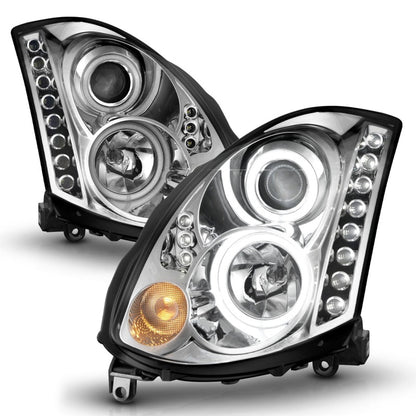 Anzo 2003-2007 Infiniti G35 Projector Headlights w/ Halo Chrome (CCFL) 121364 Photo - Unmounted