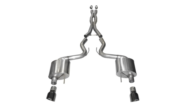 Corsa Performance 2015 Ford Mustang GT 5.0 3" Cat Back Exhaust, Black Dual 4.5" Tip 14328BLK Photo - Primary