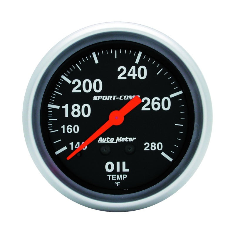 Autometer Gauge, Oil Temp, 2 5/8", 140-280 Deg F, Mechanical, Sport-Comp 3441 Photo - Primary