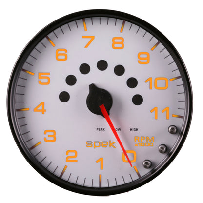 Autometer Spek-Pro Gauge Tachometer 5in 11K Rpm W/Shift Light & Peak Mem White/Black P23912 P23912 User 8