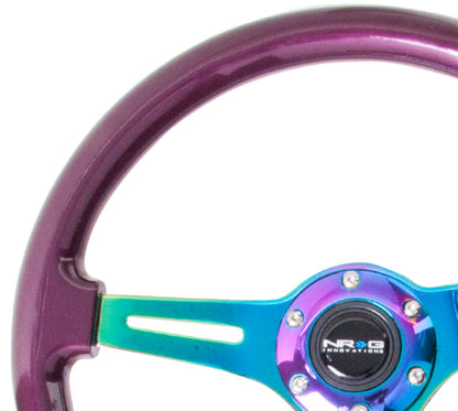 NRG Classic Wood Grain Wheel, 350mm 3 Neochrome Spokes, Purple Pearl Paint ST-015MC-PP Photo - Primary