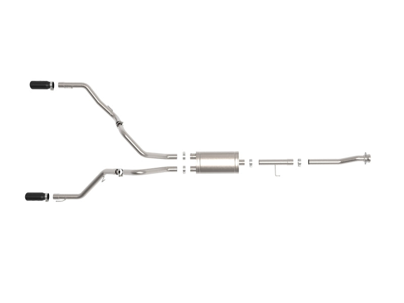 aFe Vulcan 3in 304 SS Cat-Back Exhaust 2021 Ford F-150 V6 2.7L/3.5L (tt)/V8 5.0L w/ Black Tips 49-33127-B 49-33127-B Photo - Unmounted