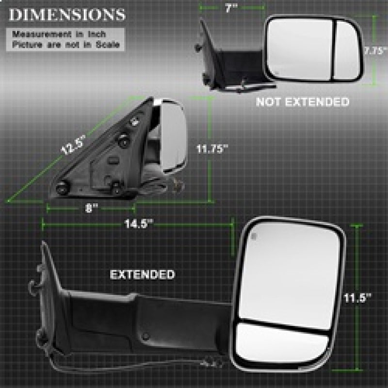 SPYDER Xtune Dodge Ram 1500 09-12 Extendable Heated Adjust Mirror Chrome HoUSing Right MIR-DRAM10-PW-R 9933172 9933172 Photo - Unmounted