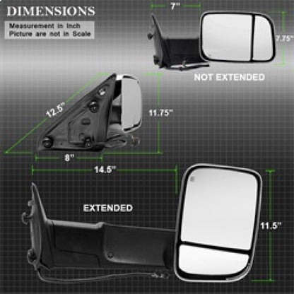 SPYDER Xtune Dodge Ram 1500 09-12 Extendable Heated Adjust Mirror Chrome HoUSing Right MIR-DRAM10-PW-R 9933172 9933172 Photo - Unmounted
