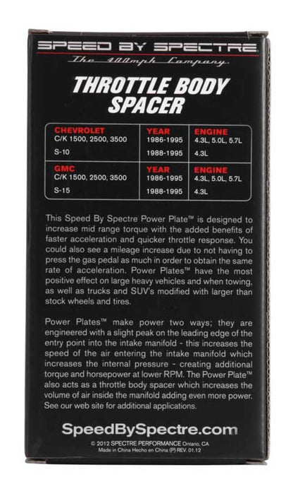 Spectre 86-95 GM 4.3L/5.0L/5.7L Throttle Body Injection Spacer 11252 11252 Photo - in package