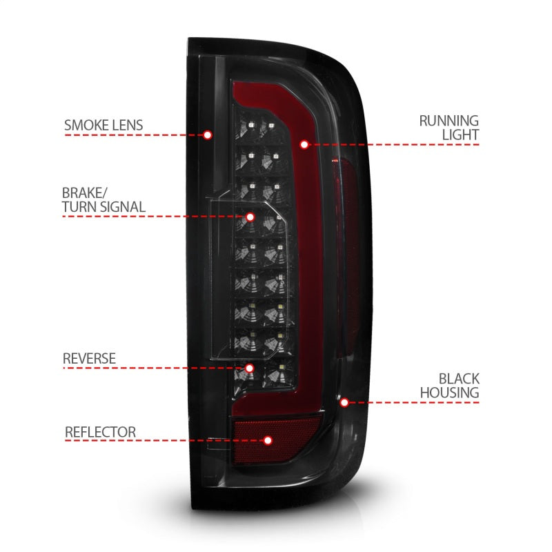 ANZO 15-21 GMC Canyon Full LED Tail Lights w/ Red Lightbar Black Housing Smoke Lens 311435 311435 Photo - Unmounted