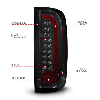 ANZO 15-21 Chevrolet Colorado Full LED Tail Lights w/ Red Lightbar Black Housing Smoke Lens 311433 311433 Photo - Unmounted