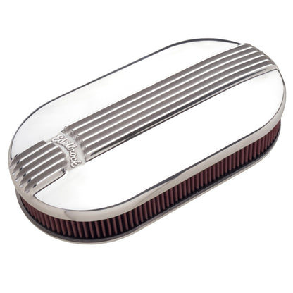 Edelbrock Air Cleaner, Classic Series, Oval, Aluminum Top, Cloth Element, 17.5 " 4119 Photo - Primary