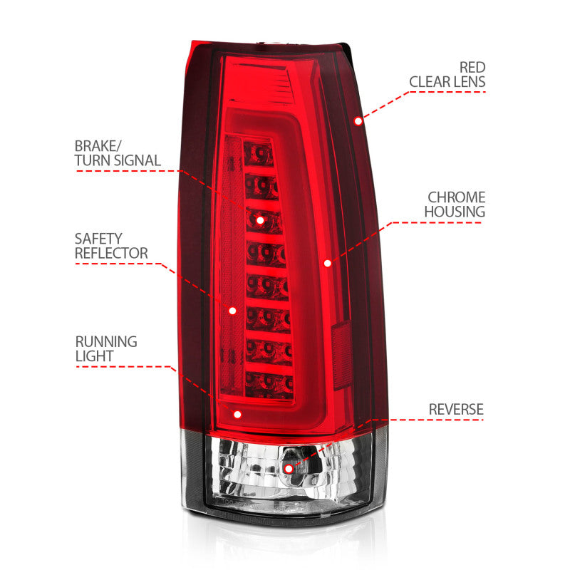 ANZO 1999-2000 Cadillac Escalade LED Taillights Chrome Housing Red/Clear Lens Pair 311346 311346 Photo - Unmounted