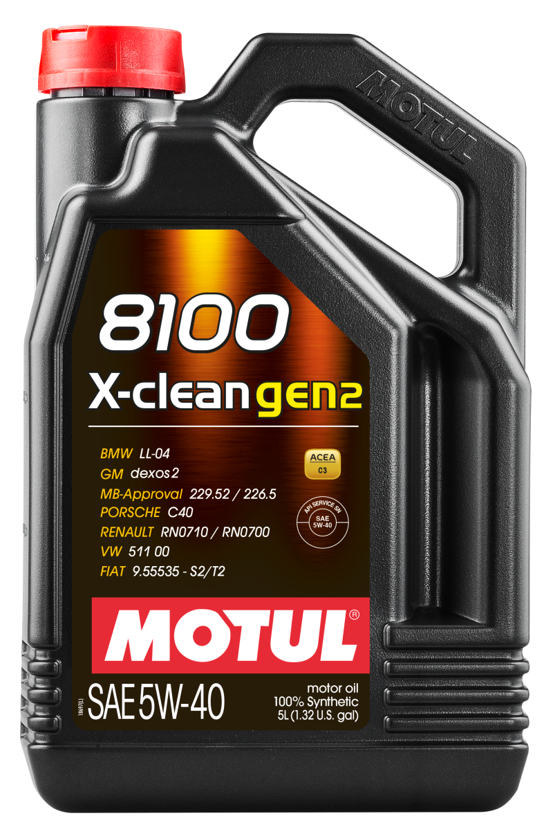Motul 5L Synthetic Engine Oil 8100 X-CLEAN Gen 2 5W40 109762 109762 Photo - Primary
