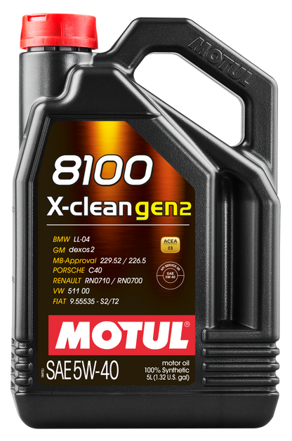 Motul 5L Synthetic Engine Oil 8100 X-CLEAN Gen 2 5W40 109762 109762 Photo - Primary