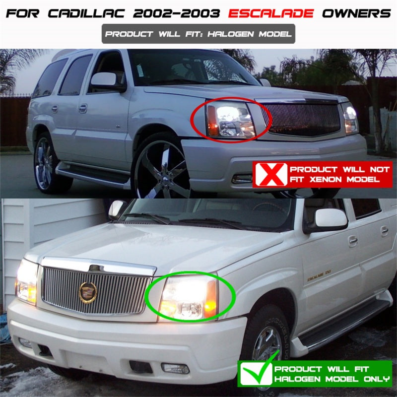 Spyder Cadillac Escalade 02-06 Projector Halogen Model- LED Halo DRL Blk PRO-YD-CE02-DRL-BK 5037947 5037947 Photo - Mounted