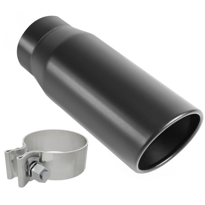 Magnaflow Tip Black Coated  w/ Clamp Single Wall Round Outlet 4in Diameter 3in Inlet 12in Length 35236 35236 Photo - Primary