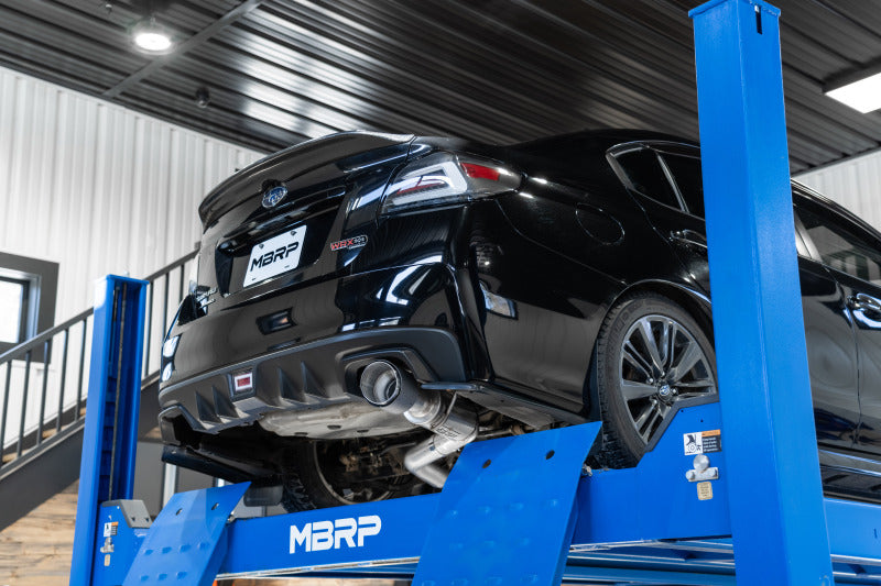 MBRP 15-21 Subaru WRX 2.0L/STI 2.5L/11-14 Sed 3in Cat-Back Single Rear Exit w/Carb Fiber Tips- T304 S48033CF S48033CF Photo - Mounted
