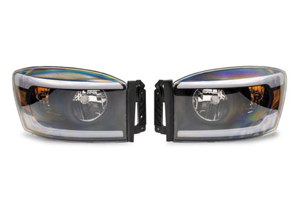 Raxiom 06-09 Dodge RAM 1500/2500/3500 Axial Headlights w/ SEQL LED Bar- Blk Housing (Clear Lens) R131480 R131480 Photo - Close Up