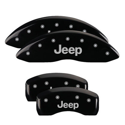 MGP 4 Caliper Covers Engraved Front & Rear JEEP Black finish silver ch 42003SJEPBK 42003SJEPBK Photo - Primary