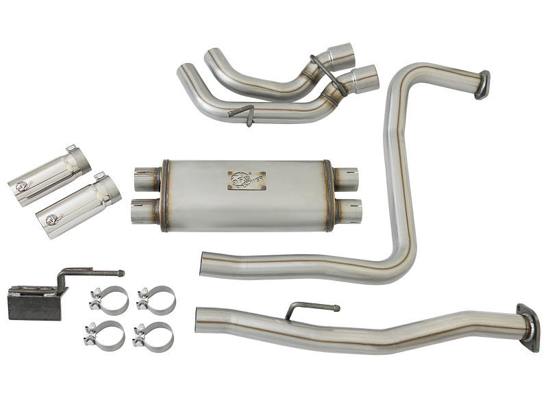 aFe Rebel Series 3in Stainless Steel Cat-Back Exhaust System w/Polished Ti 49-46124-P Photo - Unmounted