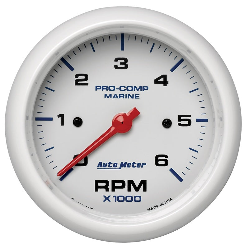 Autometer Marine White Ultra-Lite Gauge 3-3/8in Tachometer 6K RPM 200752 200752 Photo - Primary