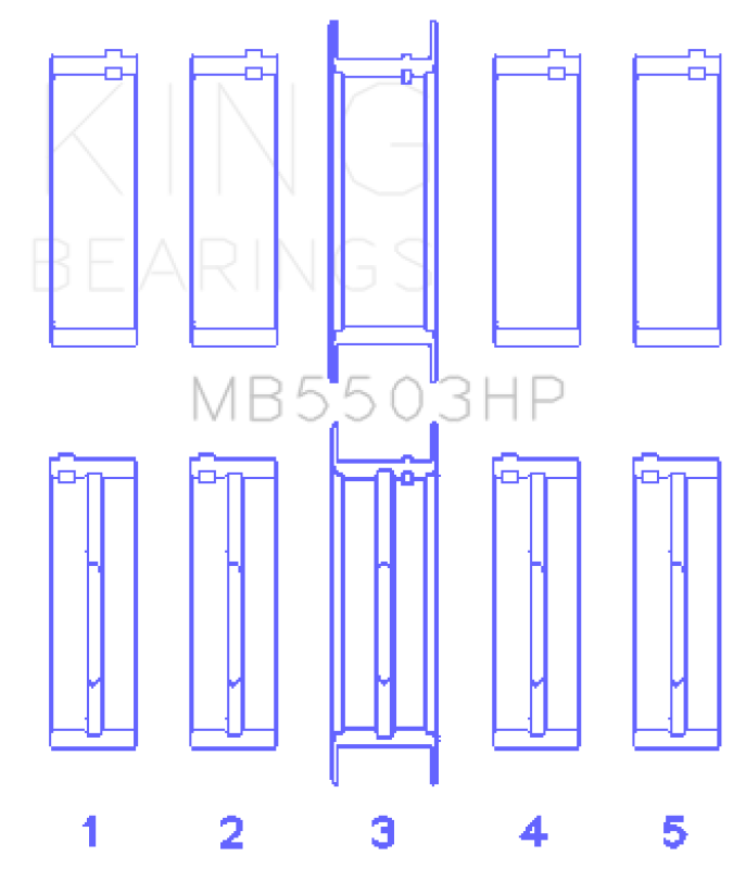 King Engine Bearings Ford V8 351Ci 5.8L 16V - Cleveland (Size STDX) Main Bearing Set MB5503HPSTDX MB5503HPSTDX Photo - Primary