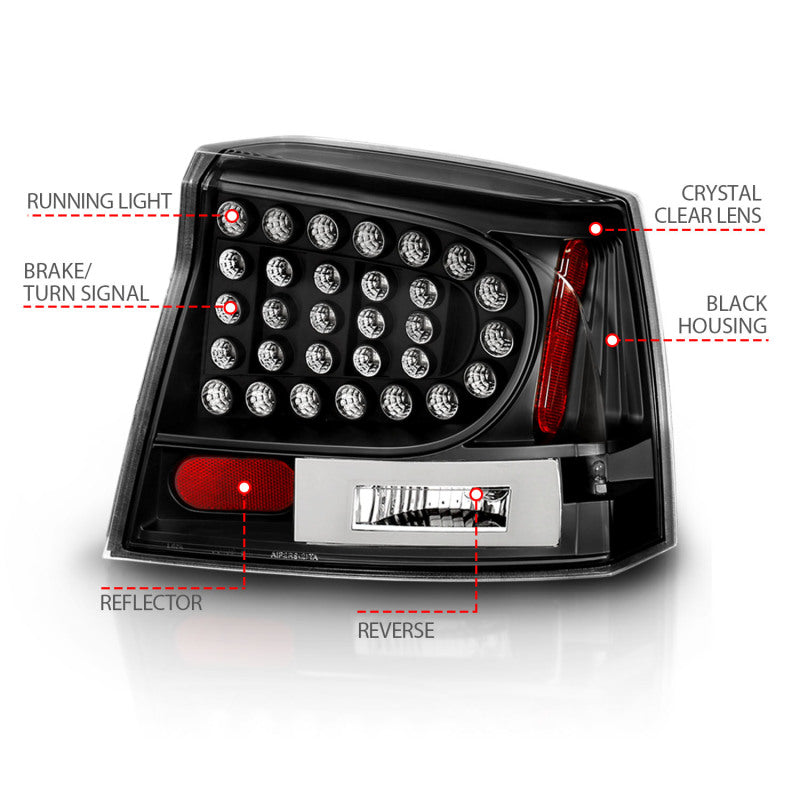 Anzo 2006-2008 Dodge Charger LED Taillights Black 321014 Photo - Unmounted