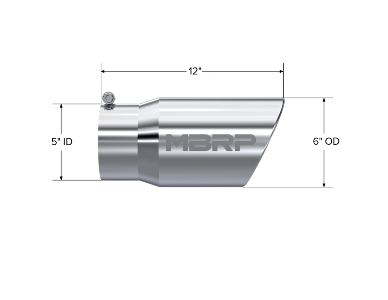 MBRP Tip 6in O.D. Angled Roll ed End  5in inlet MBRT5075 T5075 Photo - Close Up