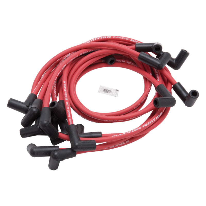Edelbrock SPARK PLUG WIRE SET SBC 74-88 V8 50 ohm RESISTANCE RED WIRE (SET OF 9) 22712 Photo - Primary