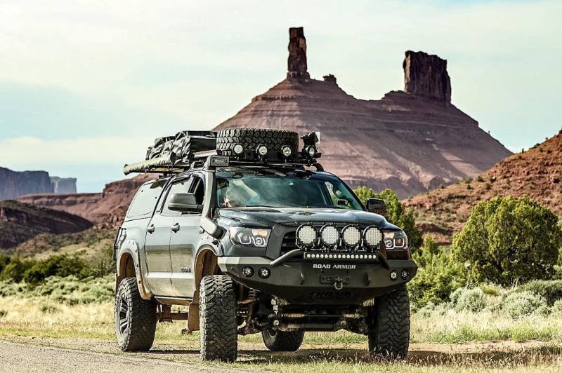 Road Armor 07-13 Toyota Tundra Stealth Front Winch Bumper w/Pre-Runner Guard - Tex Blk 99034B 99034B Photo - Primary