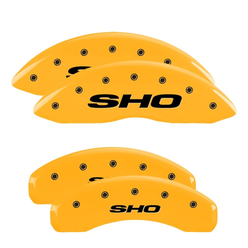 MGP 4 Caliper Covers Engraved Front & Rear SHO Yellow Finish Black 10128SSHOYL Photo - Primary
